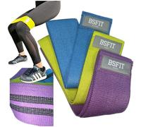 BSFIT Set de 3 Bandas Elásticas Musculación de Poliéster con Silicona Antideslizante, Bandas Fitness, Cintas Elásticas Musculación, Pilates y Yoga (Tela 35,5CM X 8CM DE Ancho)