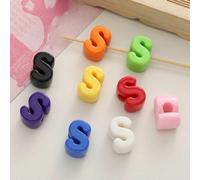 BSGUZ 10 cuentas acrílicas de colores con letras y números, con agujero grande, de colores sólidos, mezcladas al azar - Fabricación de joyas - S - 10 piezas