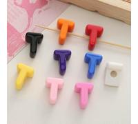 BSGUZ 10 cuentas acrílicas de colores con letras y números, con agujero grande, de colores sólidos, mezcladas al azar - Fabricación de joyas - T-10Pcs