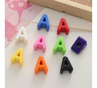 BSGUZ 10 cuentas acrílicas de letras de colores, con agujero grande, de colores sólidos, con letras y números, colores mezclados al azar - Fabricación de joyas - A - 10 piezas
