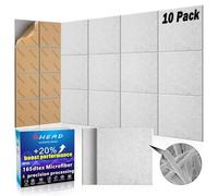 BSHEAD 10 paneles acústicos de microfibra de 165 dtex, paneles de pared autoadhesivos insonorizados, paneles de espuma a prueba de sonido de 12 x 12 x 0.4 pulgadas para paredes, alta densidad, paneles