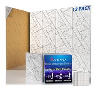 BSHEAD Paquete de 12 paneles de pared autoadhesivos insonorizados, paneles de espuma a prueba de sonido de 12 x 12 x 0.47 pulgadas para paredes, 1 libra/ft³ de alta densidad, paneles acústicos más