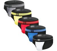 BSHETR Ropa Interior para Hombre, Paquete de 5 Calzoncillos de algodón Que absorben la Humedad, Color de Contraste de Cintura Baja (R023, M)