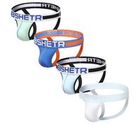 BSHETR - Suspensorio deportivo para hombre, paquete de 4, de algod n, tiro bajo, el stico, de alto rendimiento