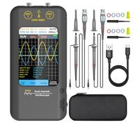 BSIDE Osciloscopio Digitales Osciloscopio de mano de 2 canal y 50MHz de ancho de banda con pantalla táctil de 3.98'' Osciloscopio portátil 250MSa/s de frecuencia de muestreo Generador de señal
