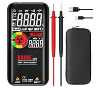 BSIDE S20 Multímetro Digital Automático Polimetro Recargable con Detector EMF LCD a Color Medidor de Capacidad en Alta Velocidad Probador de Voltaje y Continuidad Ohm Hz Diodo con Estuche