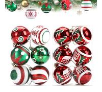 BSITSSS 12 Piezas Bolas Arbol de Navidad, 6cm Bolas de Navidad Rojas Verde, Adornos Navideños Colgantes para Arbol Christmas Guirnalda Decorations Año Nuevo Fiesta