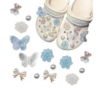 BSITSSS 14 PCS Accesorios Zapatos Diamantes Cristal, Diy Diamantes Hebillas Decorativas Zapatos, Accesorios de Decoración de Zapatos Mariposa, Oso Perla Shoe Charms, PVC Adornos para Zapatos