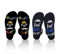 BSITSSS 2 Pares Calcetines Divertidos, Regalo Padre, Oscuro BEST DAD EVER Calcetines Running Graciosos Regalos Papa Perfecto Para Regalar Este Día del Padre