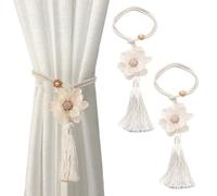 BSITSSS 2 Piezas Alzapaños Cortinas, Moda Recoge Cortinas, Ajustable Sujeta Cortinas, Abrazaderas Cortinas Fleco Floral, Soporte Decorativo para Cortinas para Dormitorio Salón y Oficina