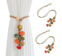 BSITSSS 2 Piezas Alzapaños Cortinas, Moda Recoge Cortinas, Ajustable Sujeta Cortinas, Abrazaderas Cortinas Pinchos de Calabaza, Soporte Decorativo para Cortinas para Dormitorio Salón y Oficina