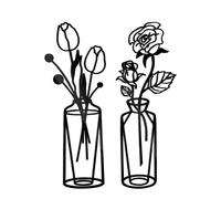 BSITSSS 2 Piezas Decoracion Pared Metal, Flores Murales Decorativos Pared Negro, Flores Jarrón Cuadros para Cocina Casa Coffee Pasillo Salon Oficina Jardín Dormitorio Comedor Decoracion