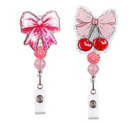 BSITSSS 2PC Llavero Extensible, Llavero Extensible Retractil, Llaveros Extensibles Cordón con Cuentas Brillantes, LlaveroExtensibleEspiral para Llaves, Tarjetas de Identificación, Tarjetas de Acceso