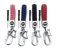 BSITSSS 4 Pcs llavero coche, cuero llavero coche llaveros personalizados llaveros pareja, Aleación Cuero Llavero con Destornillador de Regalo Llavero de Cuerda Trenzado Cuero, Señoras Hombres Regalo