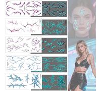 BSITSSS 5PCS Tatuajes Temporales Morado a Rayas, Moderno Tatuajes Temporales, TatuajesFalsos, Pegatinas de Falsos para Cosplay, Festivales, Carnaval, cumpleaños, Halloween Escenario
