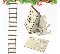 BSITSSS 9 Piezas Plantilla de Gnomo, Accesorios Elfo Travieso Navidad, Huellas de Elfo con Escalera de Cuerda, Tienda De CampañA Lunar para Plantillas Decorativas Navideña