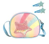 BSITSSS Bolso Niña, Azul Bolso Pequeño con Correa Ajustable Bandolera de Felpa para Niña 3-10años, 16 x 6 x 14cm