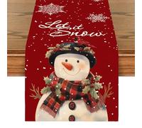 BSITSSS Camino de Mesa Navidad, 33 x 180 CM, Largo Camino de Mesa Moderno Navidad, Resistente a Las Manchas Decoracion Mesa Comedor Muñeco de Nieve, Lavable Christmas Table Runner, Caminos de Mesa