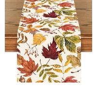 BSITSSS Camino de Mesa Otoñal, Colorido Camino Mesa, Table Runner Hojas Caídas, Tapete Mesa Comedor 33 x 183 cm, Otoño Decoracion para Fiestas al Aire Libre, Navidad, Acción de