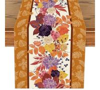 BSITSSS Camino de Mesa Otoñal, Flores Camino Mesa, Table Runner Hojas Caídas, Tapete Mesa Comedor 33 x 183 cm, Otoño Decoracion para Fiestas al Aire Libre, Navidad, Acción de