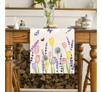 BSITSSS Camino de Mesa Tulipán en Flor, Rosa Primavera Camino Mesa, Moda Caminos de Mesa, Table Runner Ornamental, Tapetes para Mesa para Resistente a Las Manchas, Comedor, Fiesta, día Festivo