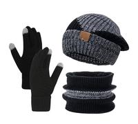 BSITSSS Conjunto Bufanda y Gorro y Guantes Hombre Mujer, Set de Bufanda Gorro Guantes Manténgase Abrigado, Gorro Invierno + Bufanda Tubular + Guantes de Pantalla Táctil para Ciclismo Caza Escalada