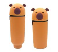 BSITSSS Estuche Escolar Capibara 2 en 1, Kawaii Estuche Silicona Blanda, Capybara Portabolígrafos de Mesa Pencil Case con Cremallera para Oficina Escuela Estudiantes