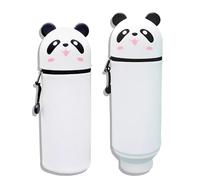 BSITSSS Estuche Escolar Kawaii 2 en 1, Panda Estuche Silicona con Cremallera, Extensible Panda Portabolígrafos de Mesa Pencil Case para Lápices de Colores Rotuladores Regalos Cumpleaños