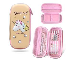 BSITSSS Estuche Escolar Unicornio 3D, Estuche Colores Rosa con Compartimentos, Unicornia Pencil Case con Cremallera para Regreso Escuela Lápices de Colores Rotuladores