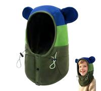 BSITSSS Pasamontañas Térmico Niños, Gorro de Polar Cálido Antiviento con Orejas de Oso, Sombreros con Suave Bufanda Calentador, Kid's Balaclava Deportes de Invierno al Aire Libre