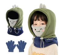 BSITSSS Pasamontañas Térmico Niños + Guantes, Gorro de Polar Cálido Antiviento, Sombreros con Suave Bufanda Calentador, Kid's Balaclava Deportes de Invierno al Aire Libre