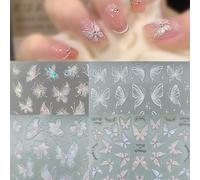 BSITSSS Pegatinas Para Uñas Mariposa, Pegatinas Uñas 5D Relieve Tridimensional, Mariposa de Verano Nail Stickers, 4 Hojas Nail Art Stickers Decoración