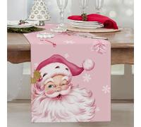 BSITSSS Rosa Camino de Mesa Navidad, 33 x 180 CM, Largo Camino de Mesa Moderno Navidad, Resistente a Las Manchas Decoracion Mesa Comedor Papá Noel, Lavable Christmas Table Runner, Caminos de Mesa