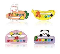 BSITSSS Social Battery Pin 4 Piezas,Divertido Broche de Estado de ánimo Social para 7 Días,Batería Social Pines Lindo Broche de Expresión para Niños Hombres Mujeres Mochilas