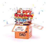 BSITSSS Tarjeta Felicitación Regalo Padre, Pop Up 3D Tarjetas Dia Del Padre, HAPPY FATHER'S DAY Tarjeta Cumpleaños Mejor Regalo Papá del Mundo para Papá Hombres Dia Del Padre Aniversario Cumpleaños