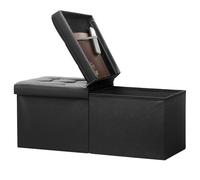 Bsketa Banco otomano de almacenamiento con tapa plegable, taburetes que se abren en ambos extremos, reposapiés plegable de cuero para sala de estar, dormitorio, entrada, final de cama, manta de