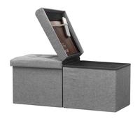 Bsketa Otomana de almacenamiento plegable de lino y algodón de 34 pulgadas con asiento acolchado de espuma gruesa, banco de almacenamiento de lino de algodón para sala de estar, mesa auxiliar plegable