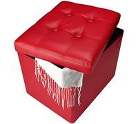 Bsketa Otomana de almacenamiento, taburete plegable con asiento acolchado de espuma más gruesa, banco otomano de almacenamiento pequeño de cuero para sala de estar, mesa de café plegable, 17 x 13 x 13