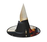 BSKGOHP Mago adulto con impresión de violín y libro para decoración de sombrero de Halloween, accesorios de bruja, para usar como decoración de fiesta de cosplay