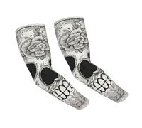 BSKGOHP Mangas de brazo con estampado de calavera mexicana, protección solar UV, compresión deportiva para hombres y mujeres
