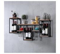 BSKJMMP Botellero grande de 41 pulgadas con 2-6 soportes de vidrio, estantes de madera maciza, estante de botella montado en la pared, gabinete para el hogar, mini bodega, color negro (A)