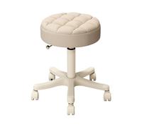 BSKJMMP Taburete redondo de piel sintética con reposapiés, taburetes de tienda con ruedas, silla de tocador ajustable giratoria para salón, trabajo, spa, color blanco