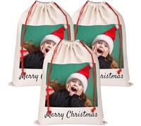 Bslenjoy Saco de Papá Noel personalizado con inicial y nombre, monograma personalizado del alfabeto, bolsas de con cordón para regalos de vacaciones, bolsas de saco de Nochebuena
