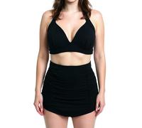 Bslingerie® Conjunto de bikini retro de media copa para mujer, Negro , M