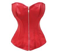 Bslingerie Corpiño de piel sintética con cremallera delantera, para mujer - negro - Small
