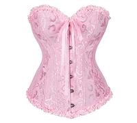 bslingerie - Corsé con ballenas para mujer, para marcar la cintura, Rosado, XS