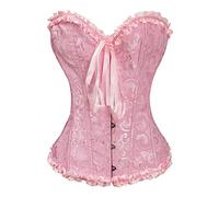 bslingerie - Corsé con ballenas para mujer, para marcar la cintura, Rosado, XS