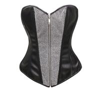 Bslingerie® Corsé corsé de piel sintética para mujer, gris, S