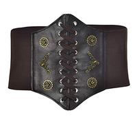 Bslingerie® Corsé de mujer Waspie cintura elástica cuero sintético cinturón, marrón, M