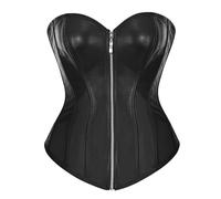 Bslingerie® Corsé de piel sintética para mujer, Negro, XXXXL
